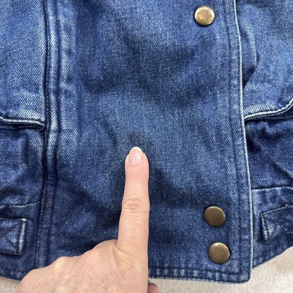 Vintage Jean Oversized Bomber Jacket with Tartan Plaid Lining Boyfriend - Picture 8 of 16